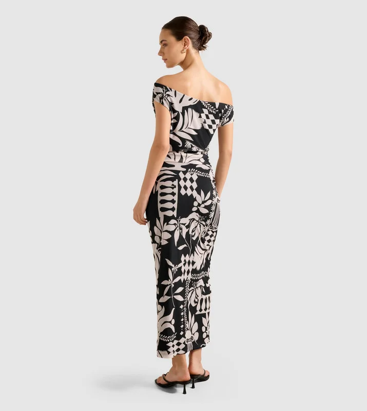 فورايفر نيو GISELLA Printed Tipped Mesh Midi Dress